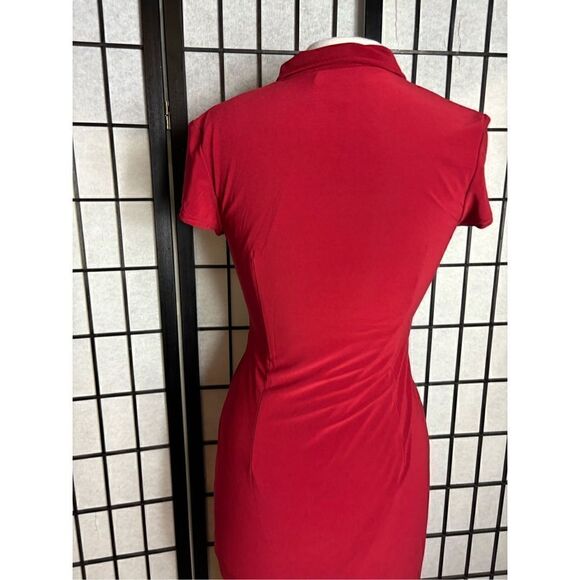 Joseph Ribkoff Red Cap Sleeve Zip Up Dress - Picture 5 of 8